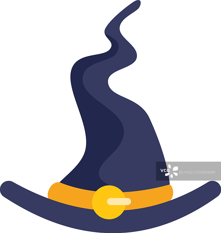 蓝色高顶女巫帽，带金色扣子图片素材