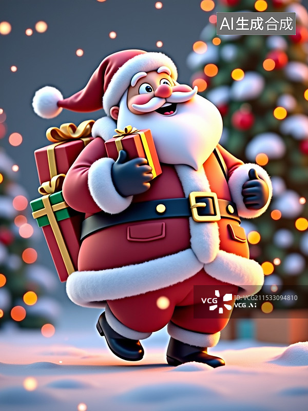 【AI数字艺术】迪士尼卡通风格圣诞老人形象图片素材