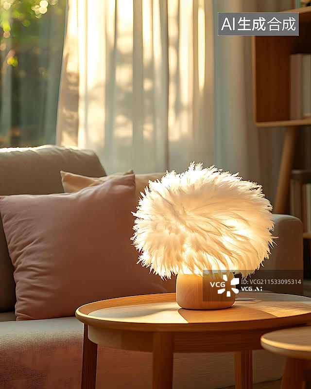 【AI数字艺术】温暖的羽毛灯饰图片素材