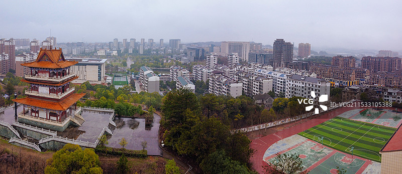横峰县 兴安公园 艺术中心 端章大道 红枫公园 航拍图片素材