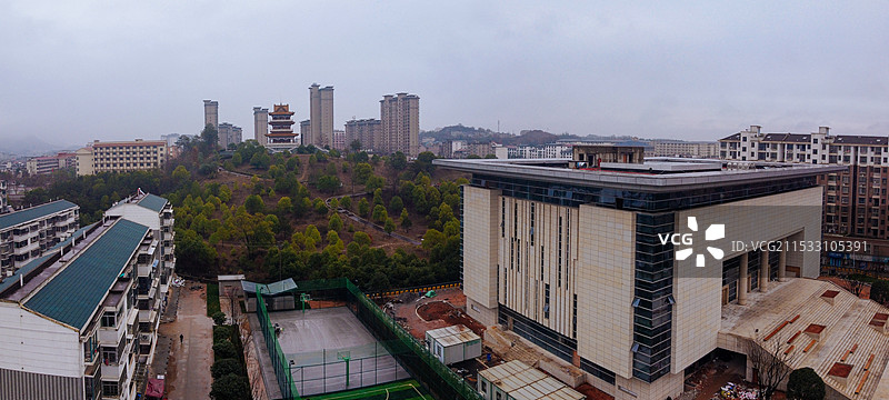 横峰县 兴安公园 艺术中心 端章大道 红枫公园 航拍图片素材