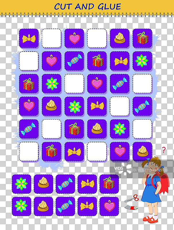 用剪刀剪切并粘贴学校用品图片素材