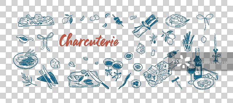 简约风格的水平矩形奶酪与葡萄图片素材