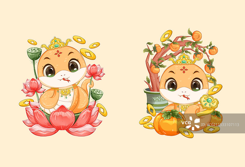 蛇年卡通插画图片素材