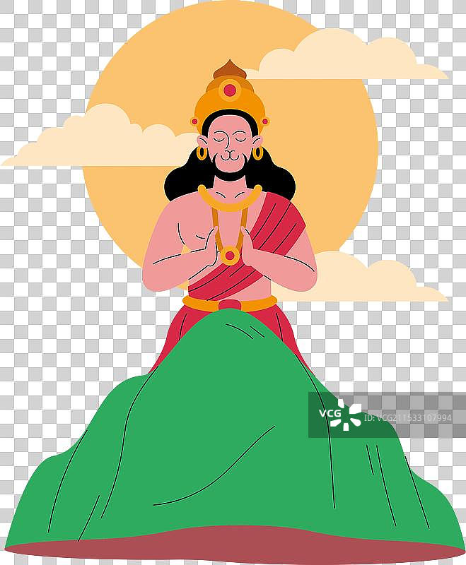 在山中庆祝快乐的哈努曼节图片素材