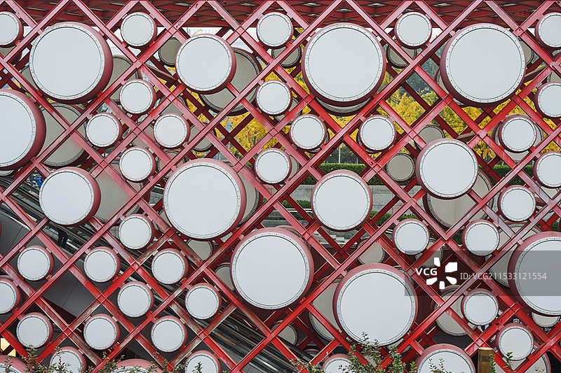 北京奥林匹克公园红色国风鼓墙图片素材