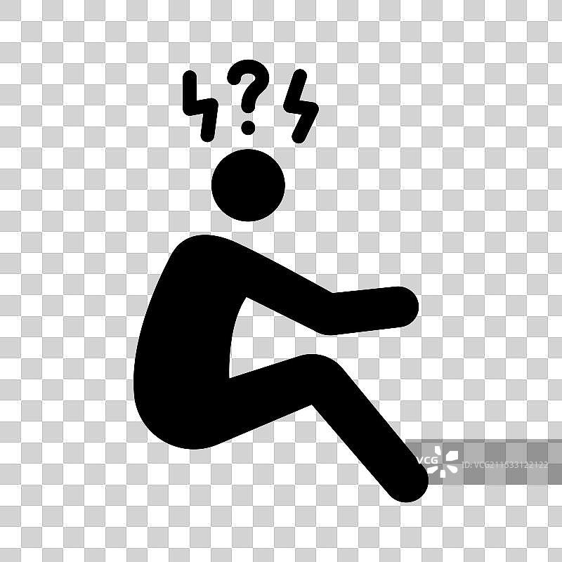 抑郁症线条图标，背景为白色图片素材