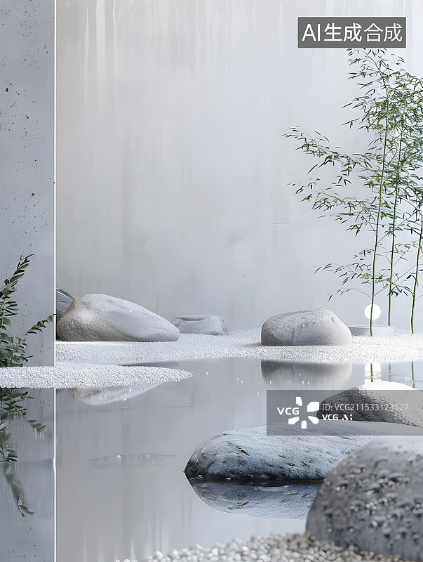 【AI数字艺术】宁静之园林庭院图片素材