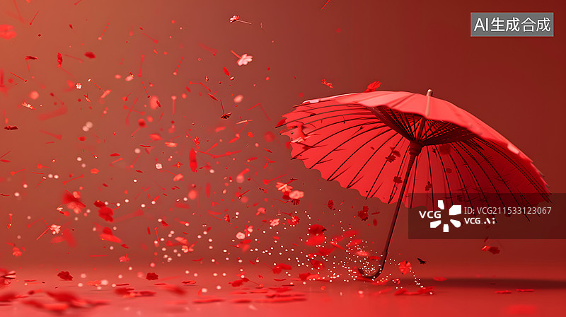 【AI数字艺术】红伞红叶图片素材