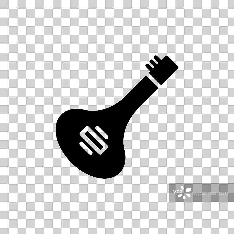 独奏琵琶线条图标，背景为白色图片素材