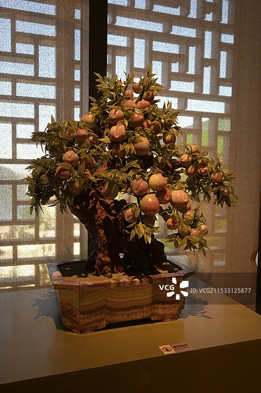 玉雕 盆景桃树图片素材