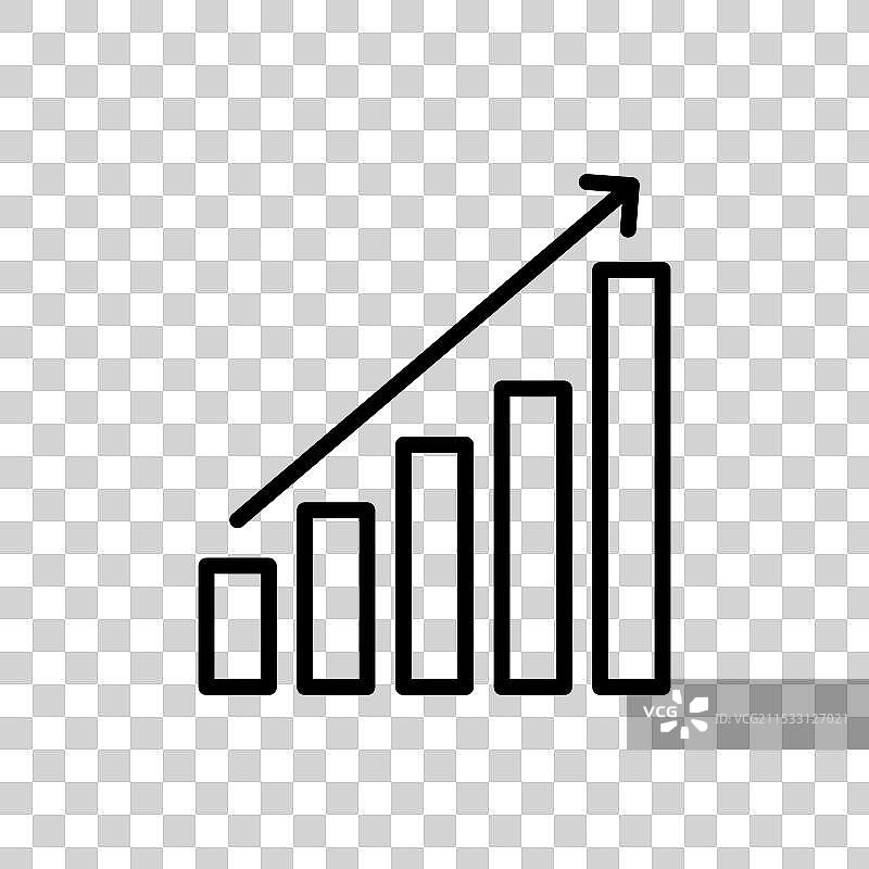 商业绩效线条图标，背景为白色图片素材