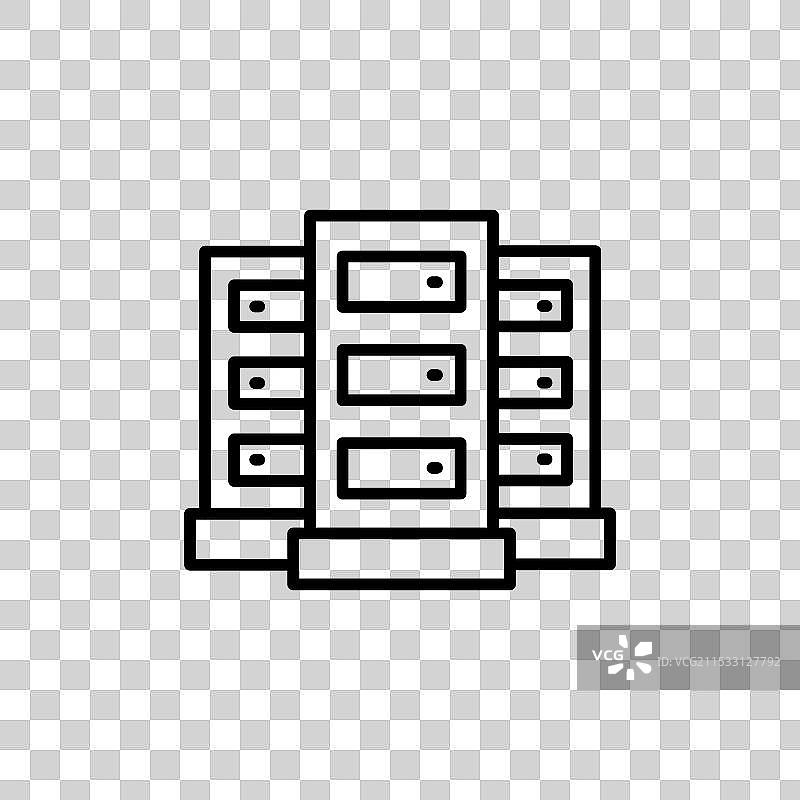 数据中心线条图标，背景为白色图片素材