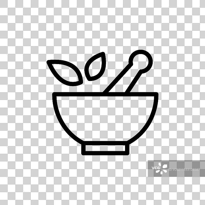 草药医学线条图标，背景为白色图片素材