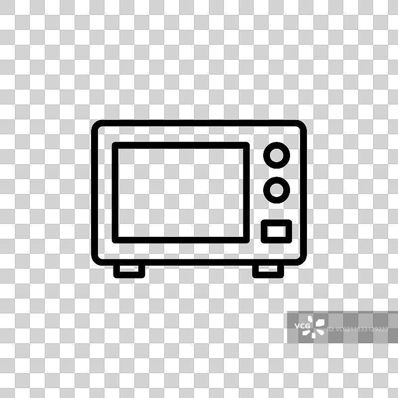 微波炉线条图标，独立于白色背景图片素材