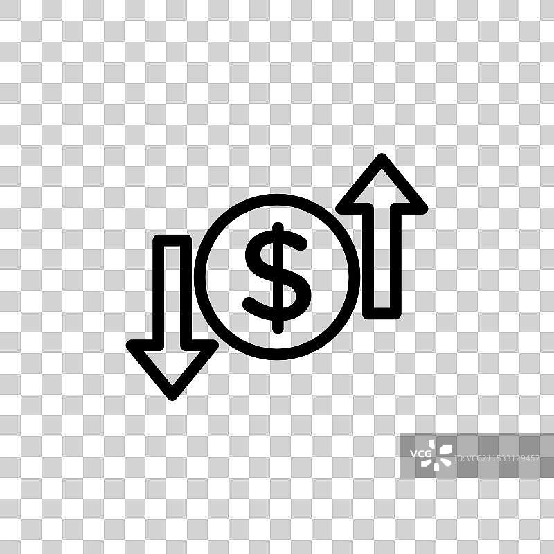 运营利润亏损线条图标，独立于白色背景图片素材