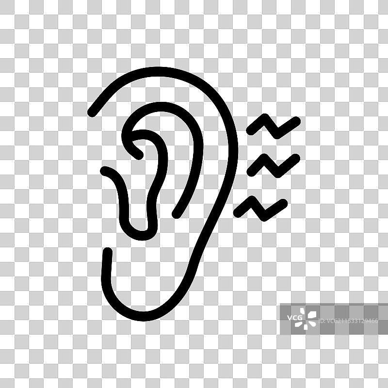 耳炎线条图标，背景为白色图片素材