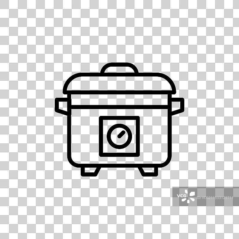 压力锅线条图标，独立于白色背景图片素材