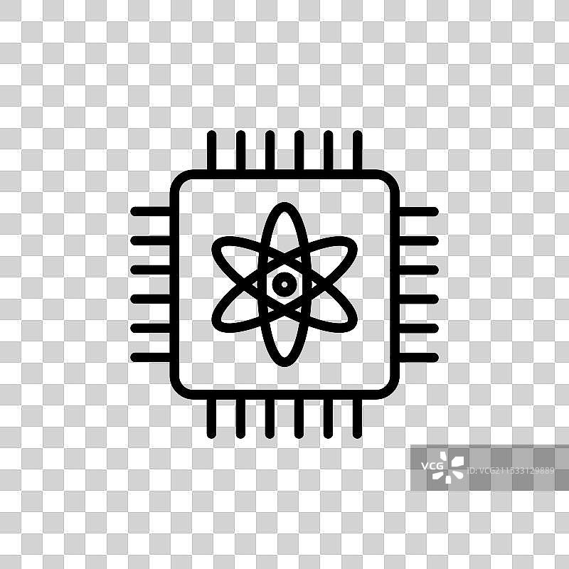 量子计算线条图标，背景为白色图片素材