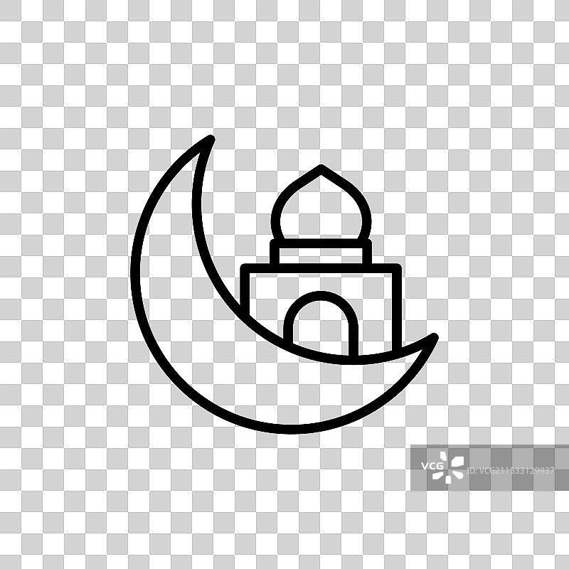 白色背景上的拉马丹月份线条图标图片素材