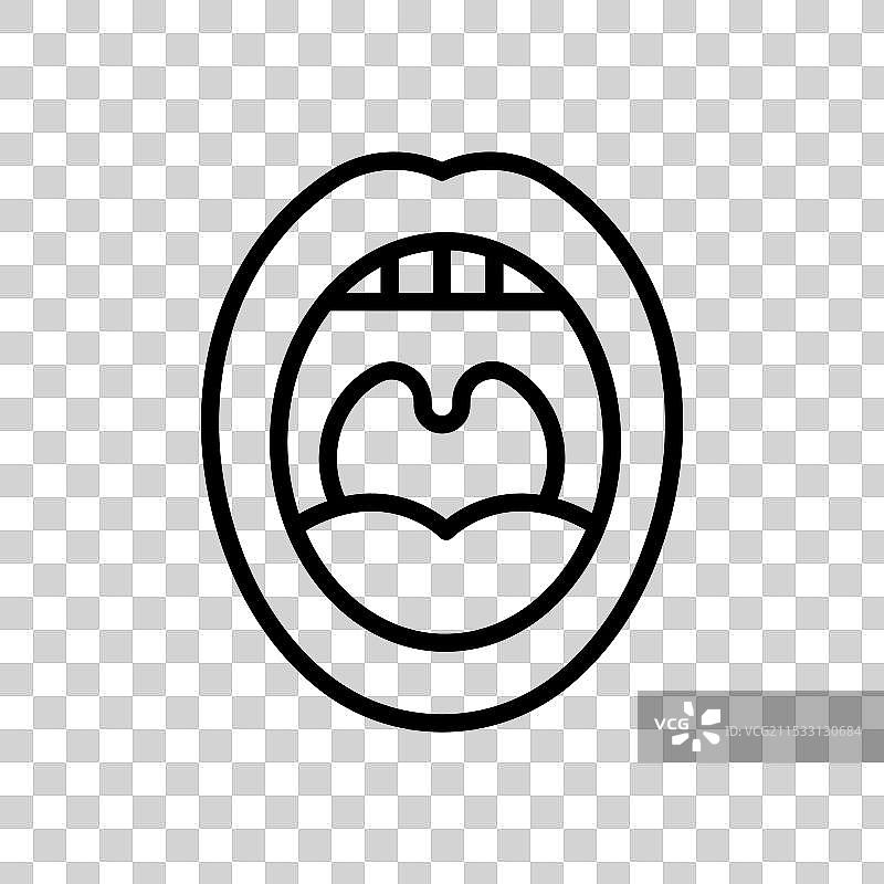 扁桃体炎线条图标，背景为白色图片素材