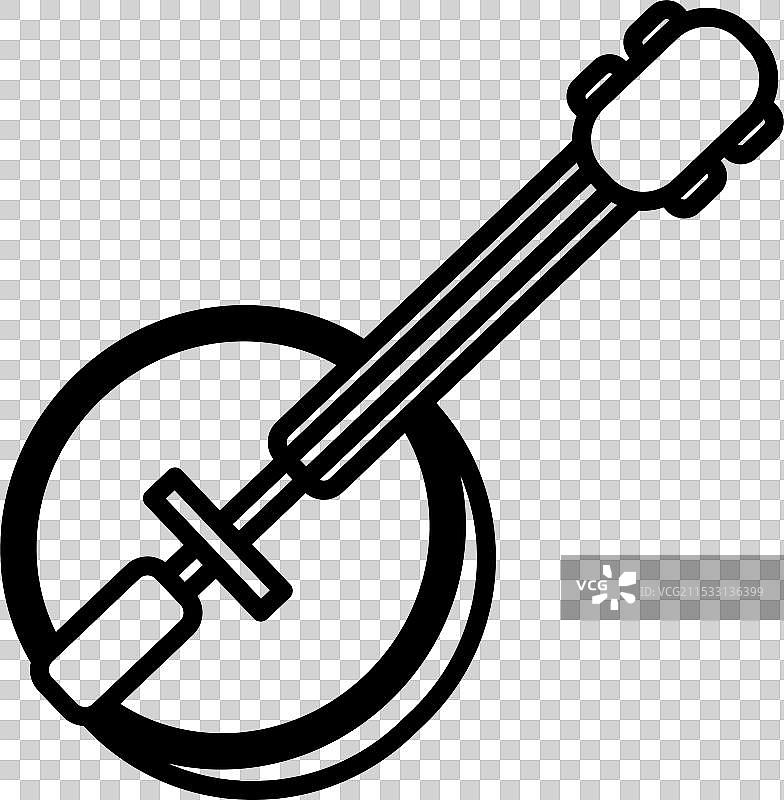 线条画风格的班卓琴图片素材