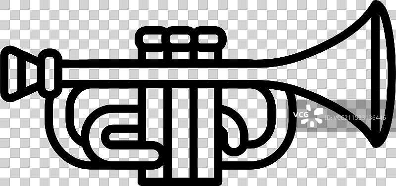 一幅黑白色喇叭的卡通画图片素材