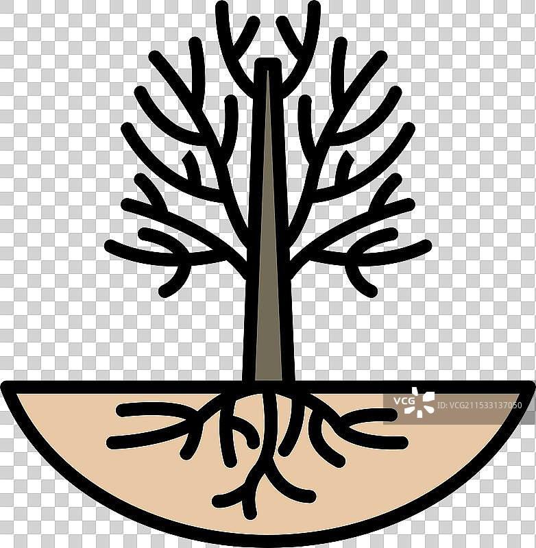 线条艺术风格的光秃树图片素材