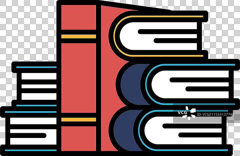 一堆书，上面放着一本红色的书图片素材