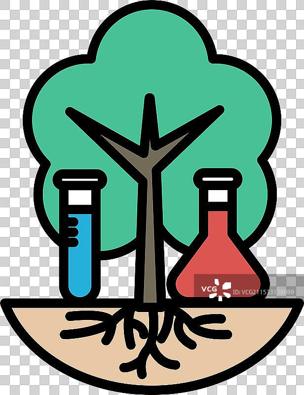 一棵树，树干上放着两个烧瓶图片素材