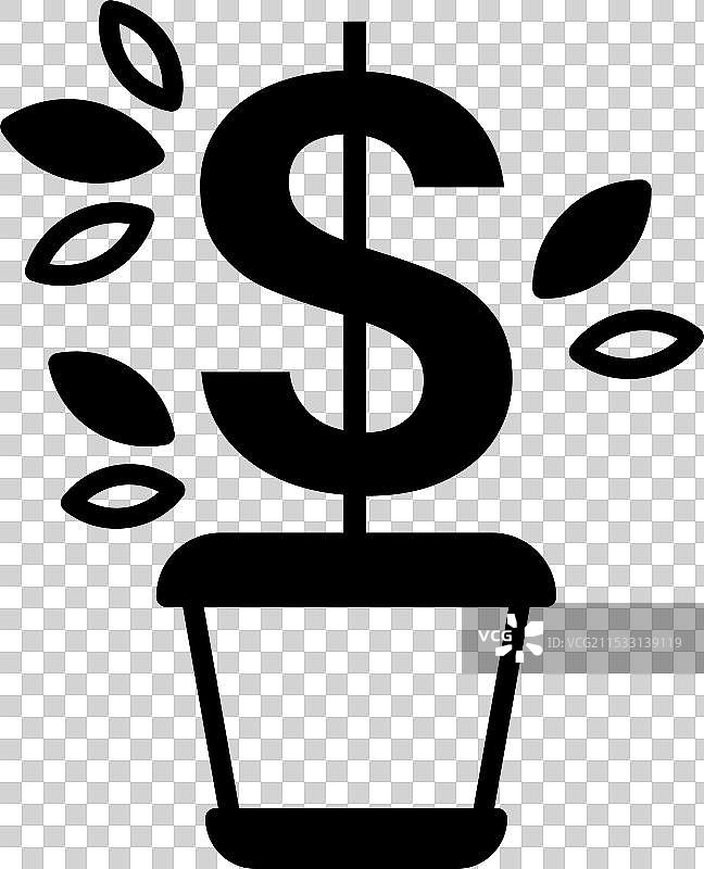 一个美元符号被种植在花盆里图片素材