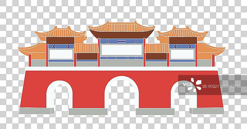 河南信阳著名地标建筑灵山风景区插画元素图片素材