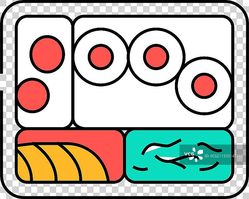 彩色便当盒日本食品图标图片素材