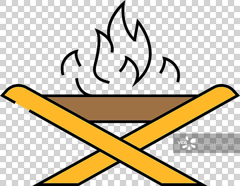 可折叠的露营火坑图标 彩色图片素材