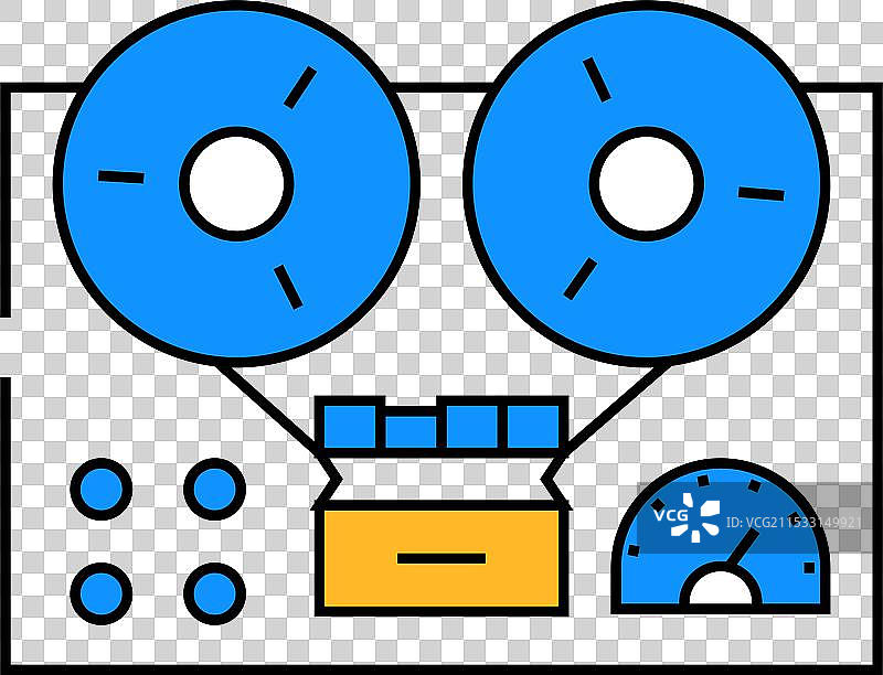 复古音乐图标的唱盘和磁带彩色设计图片素材