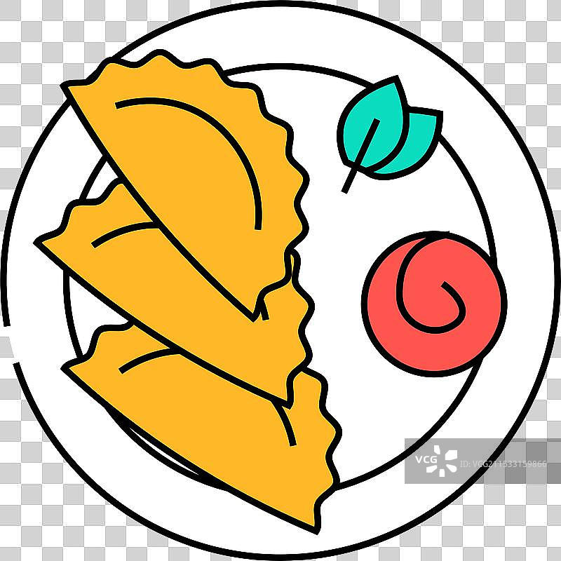 土耳其美食图标：饺子（馄饨）彩色插图图片素材