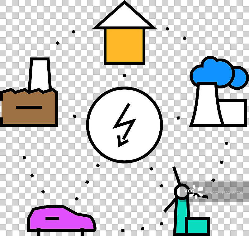 智能电网能源图标颜色图片素材