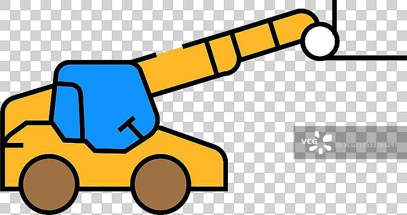 伸缩臂叉车施工车辆图标 彩色图片素材