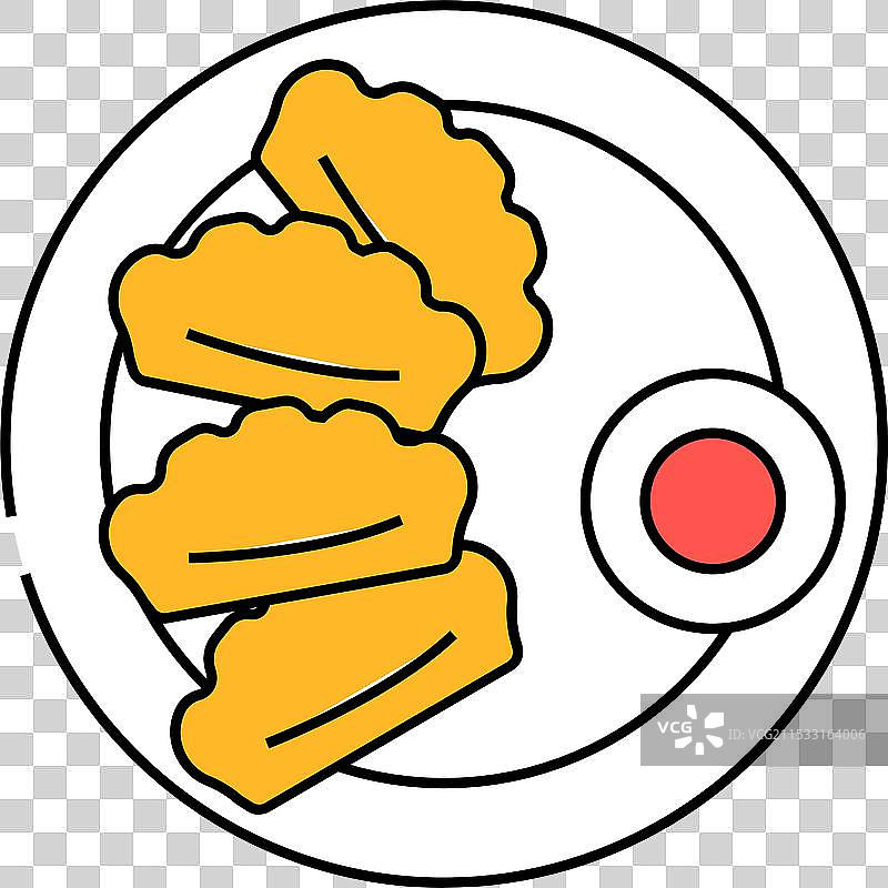 饺子图标，韩国美食，彩色图片素材