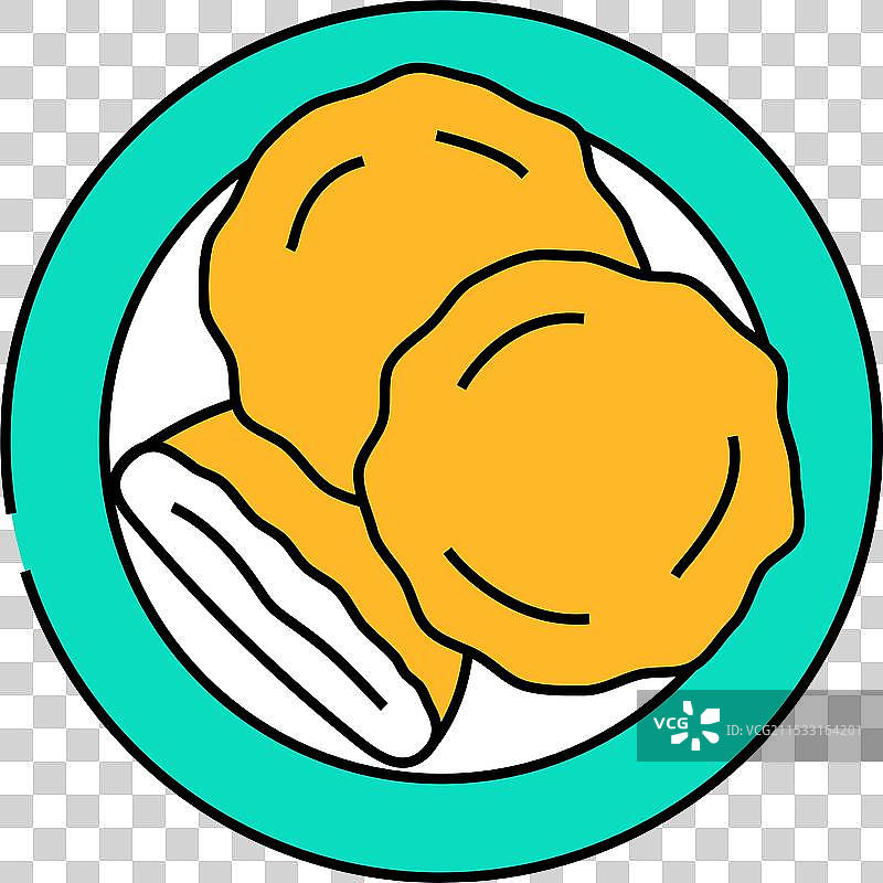 热糖饼甜点 韩国料理 图标 彩色图片素材