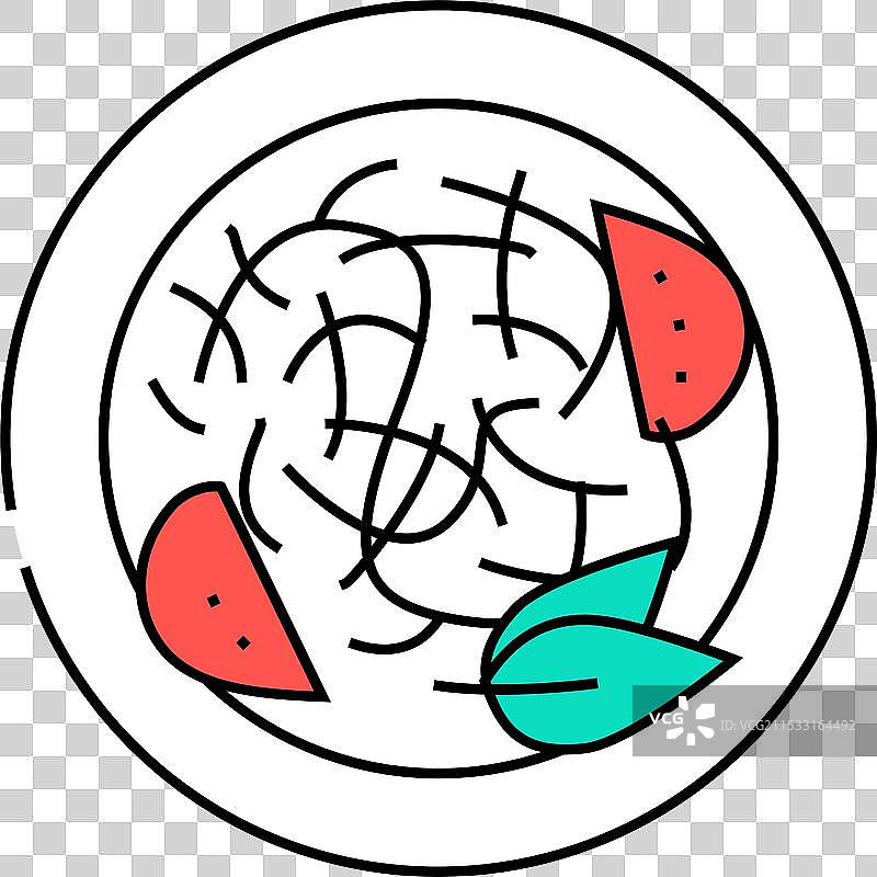 泰国菜肴图标：青木瓜沙拉色彩图片素材