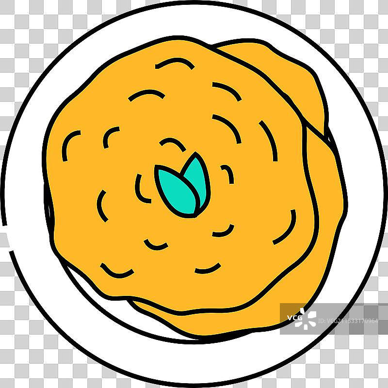 印度美食图标：土豆饼（阿卢饼）彩色图标图片素材