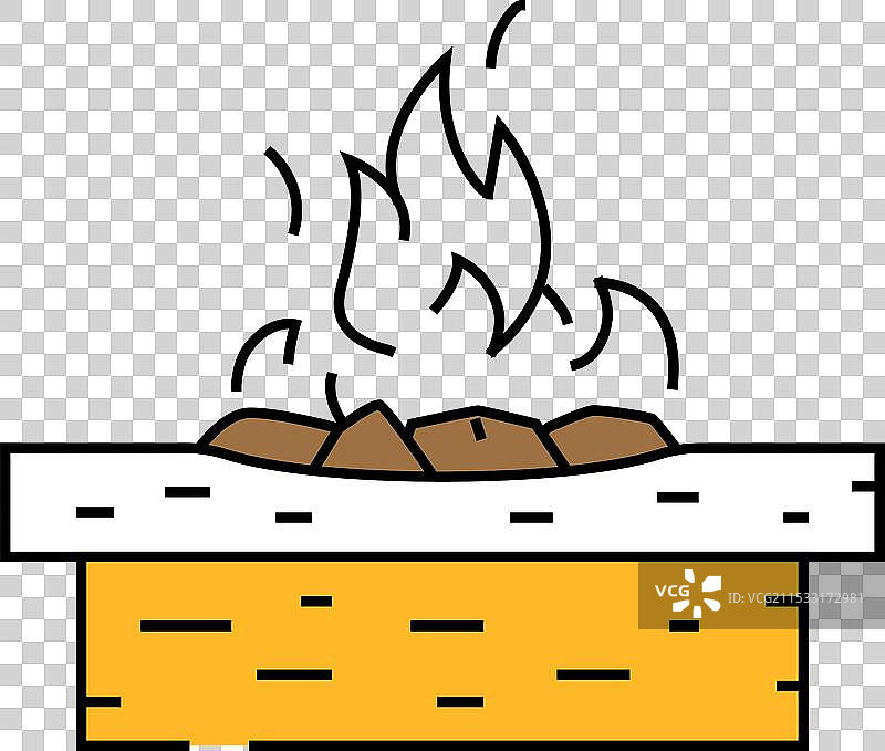 户外家具图标：火坑桌子，彩色设计图片素材