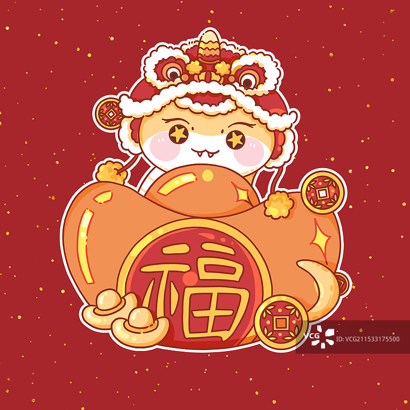 蛇年形象醒狮帽卡通蛇图片素材