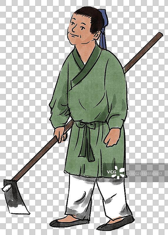 中国风新中式古风古典传统文化古装古人古代古时候历史文化户外拜访求见访问老人老者资讯卡通人物插画图片素材