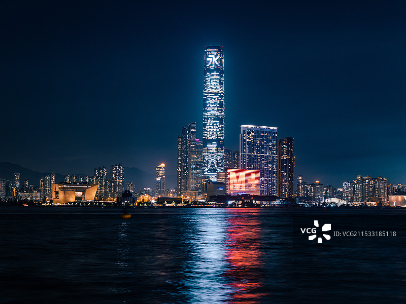 香港环球贸易广场ICC夜景永远爱你图片素材