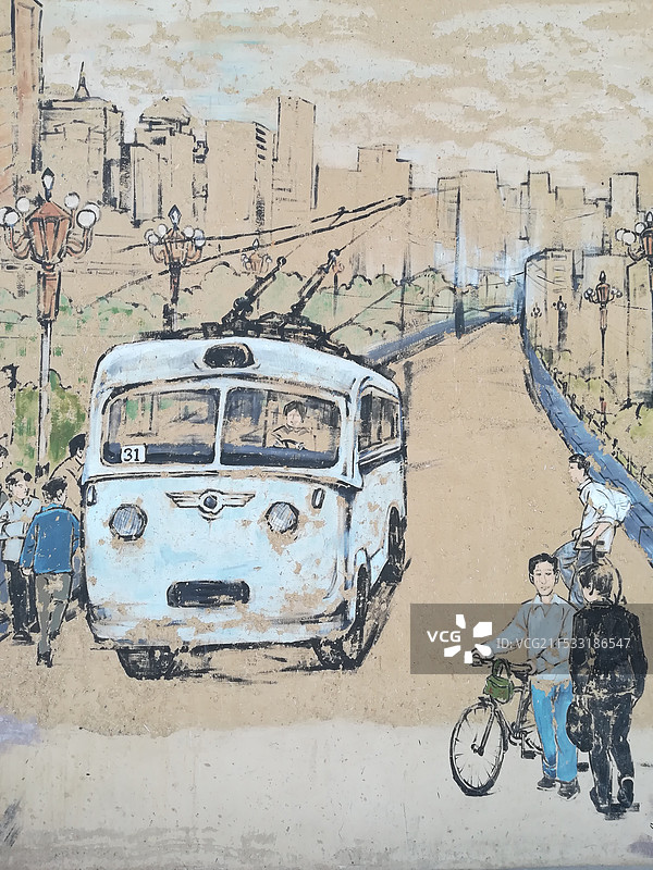 土墙上的复古手绘图片素材