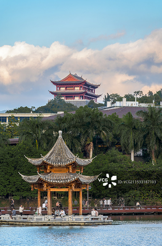 福建福州镇海楼与西湖公园图片素材