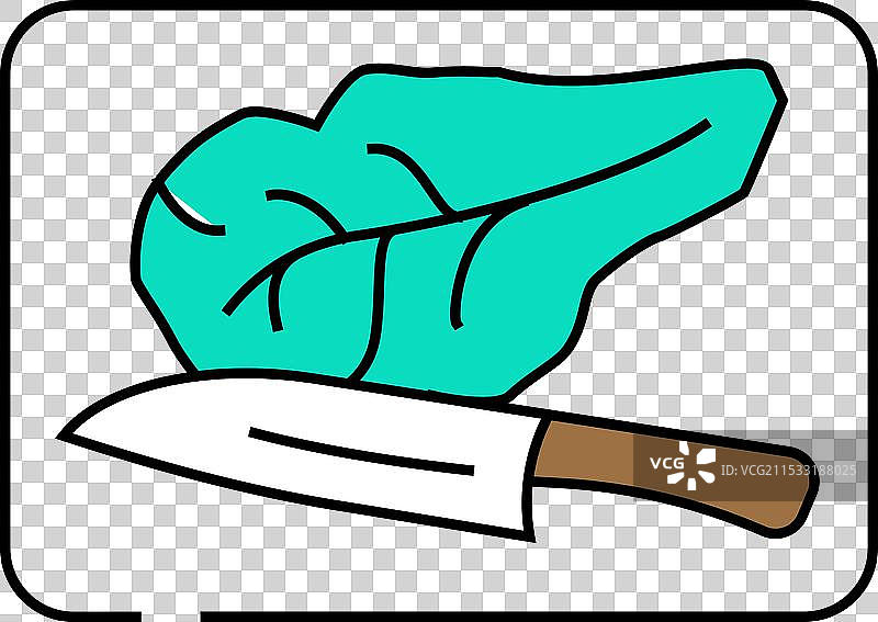 刀具、砧板和生菜图标，彩色设计图片素材