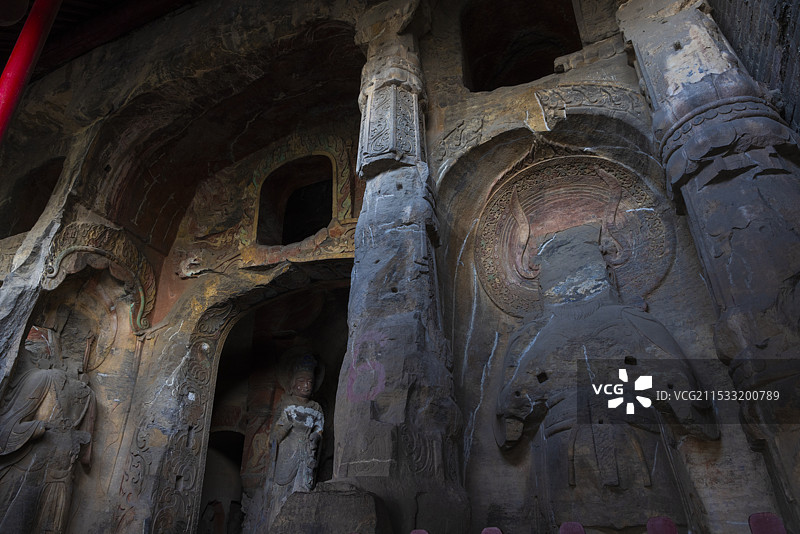 河北邯郸响堂山石窟佛造像图片素材